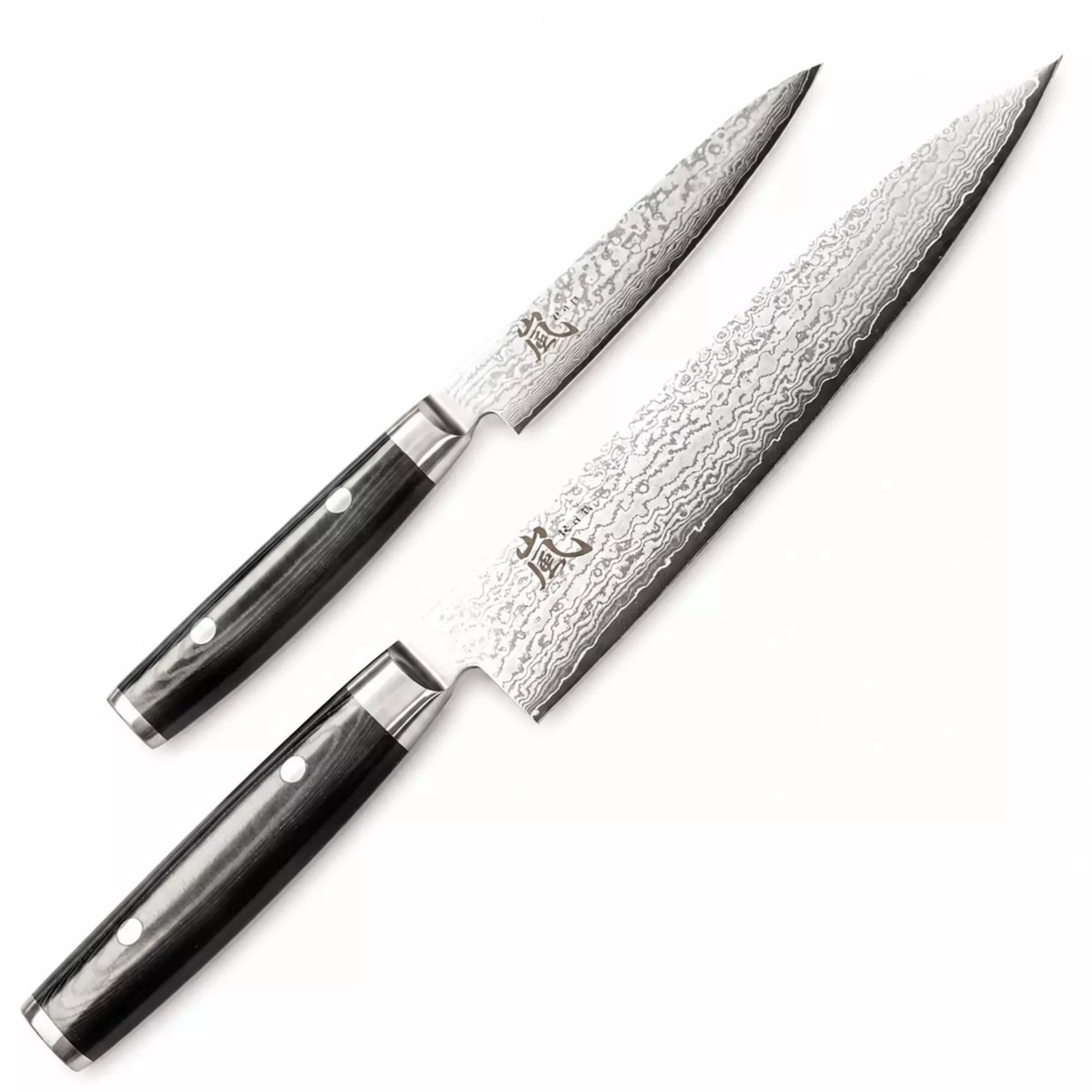 Yaxell Ran Messenset – Giftset – 2-delig – Koksmes 20 cm & Universeelmes 12 cm – 69 Lagen Damaststaal – VG10 Staal – 61 HRC – Canvas-Micarta Heft