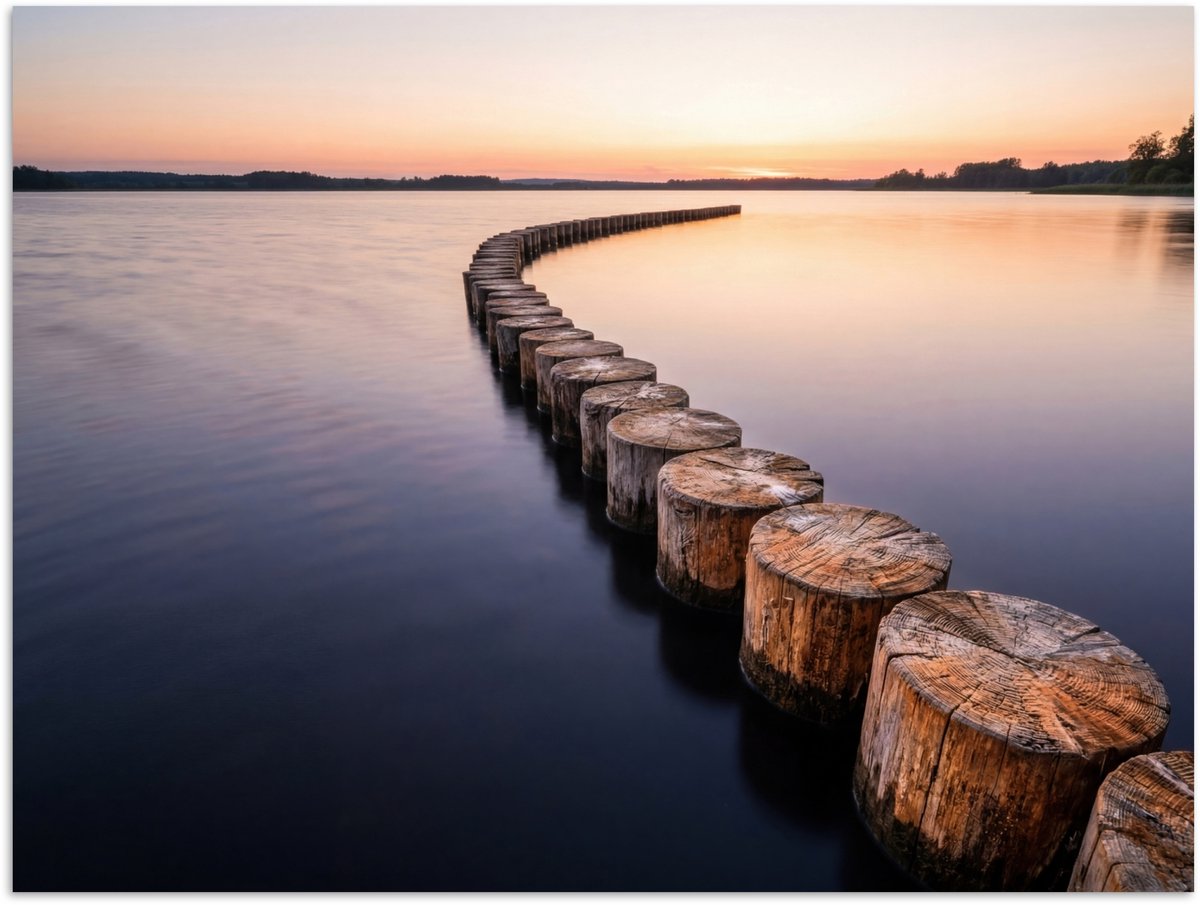 Poster 40x30 cm - Hout - Palen - Water - Posters - Kamer decoratie - Wanddecoratie woonkam