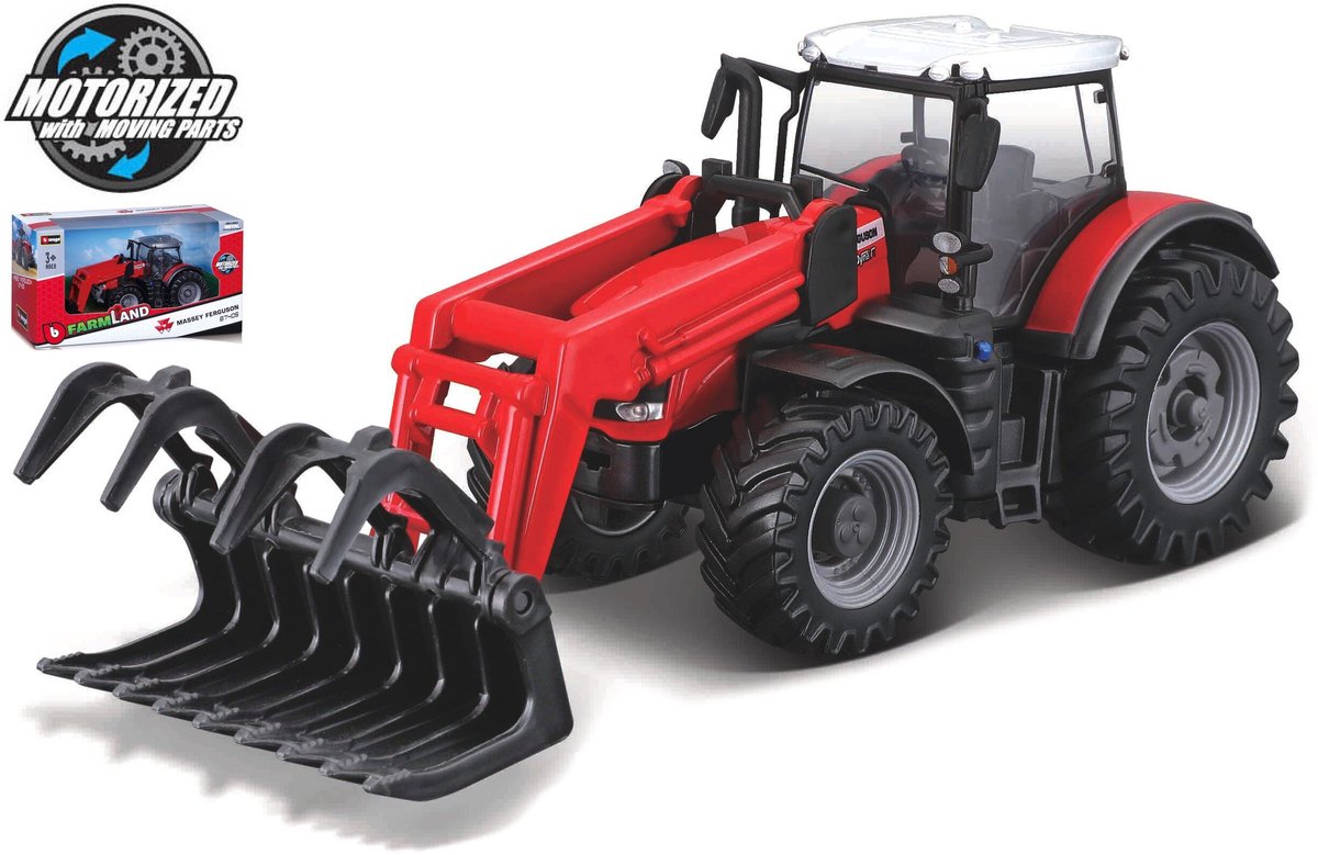 Bburago Massey Ferguson 87405 - Modelauto - Schaal 10 CM - Rood/Zwart/Wit