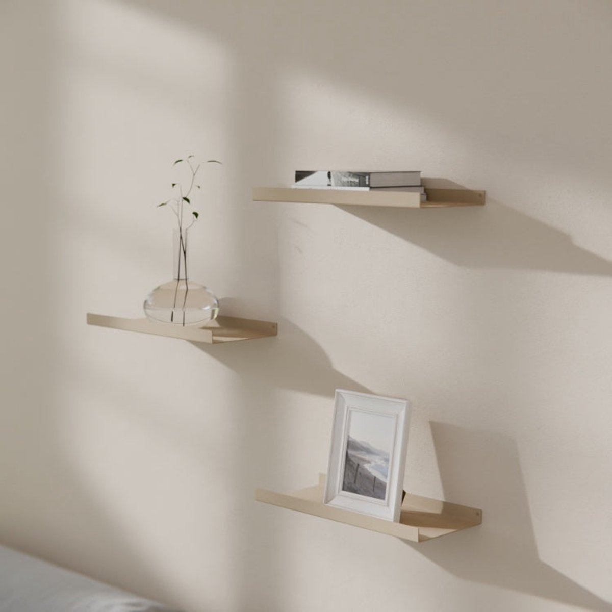Metalen Wandplank Edge Grijsbeige 40 cm - Kunst van Staal
