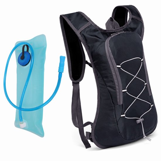 Drinkrugzak met Drinksysteem - Inclusief Waterzak van 2 Liter - Rugzak voor Hiken - Rugzak Wintersport - Hardlopen - Wandelen - Zwart - Wielrennen - Hardloop rugzak