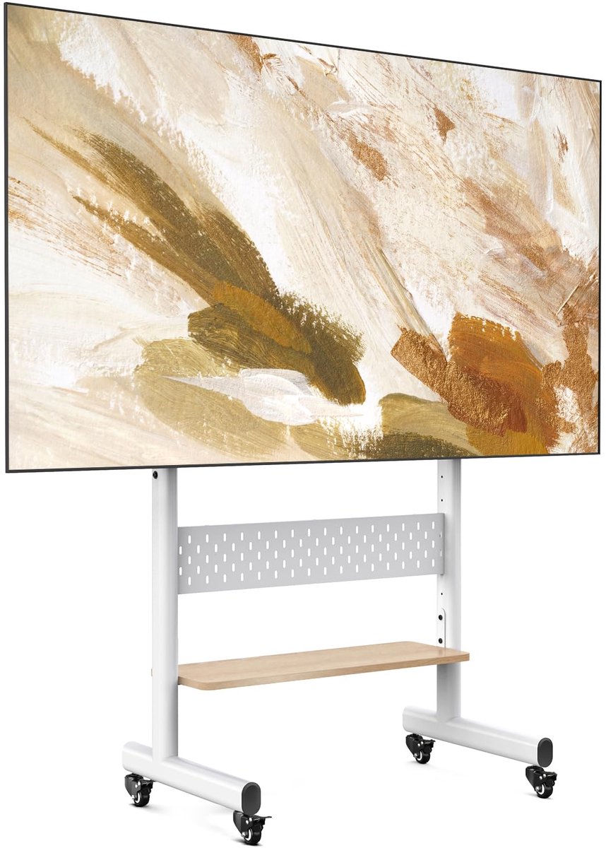 FITUEYES Tv-standaard, oprolbaar, televisiestandaard met wieltjes, tv-trolley, in hoogte verstelbaar, voor 40-85 inch televisie max. 60 kg, VESA, 600 x 400 mm
