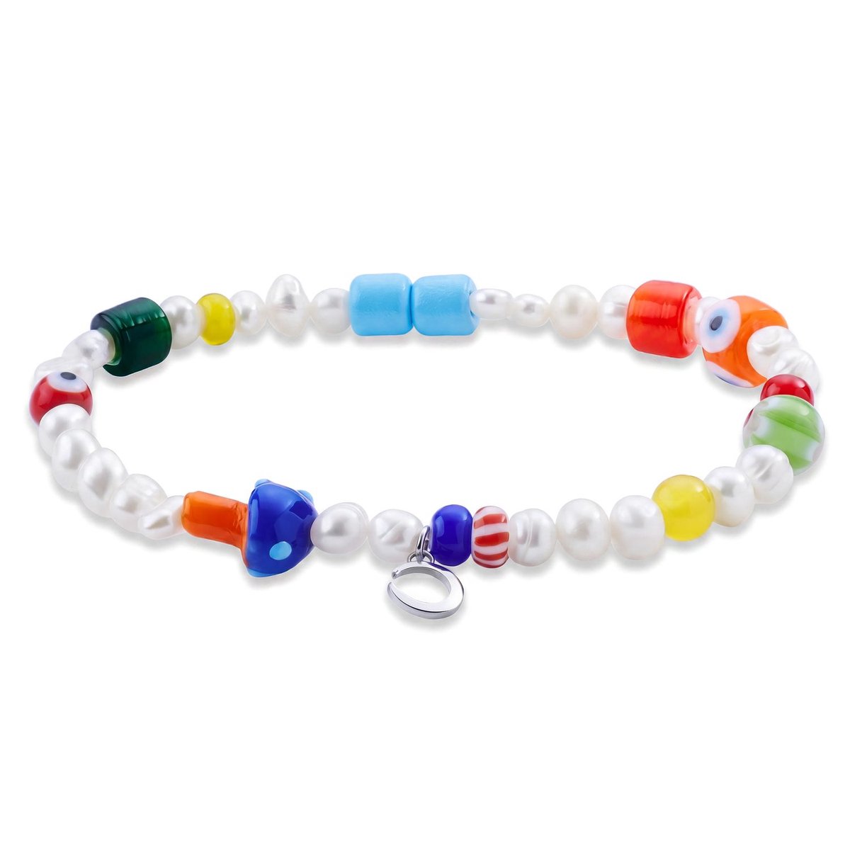 Pearlmania | Party Pop armband met zoetwaterparels en veelkleurige glazen kralen