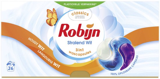Robijn Wascapsules 3-in-1 Stralend Wit 26 stuks