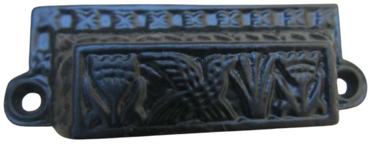 Square Birds Cup Pull Handle Black Antique