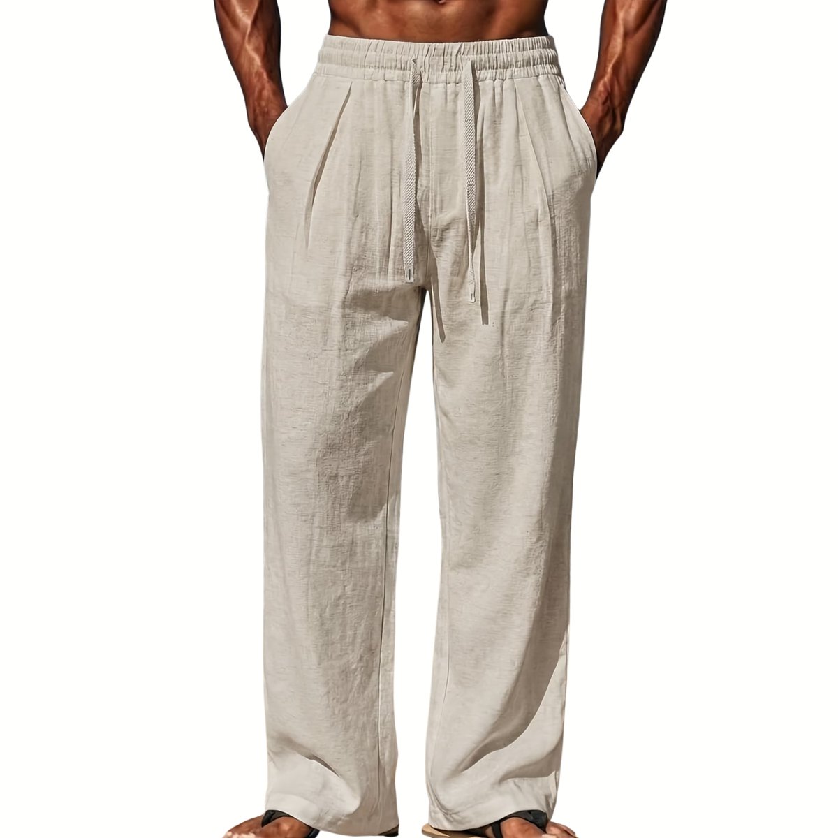 Currero Linnen Broek Heren - Zomerbroek - Volwassenen - Lange Broek - Pantalon - Strandbroek - Zomer - Ibiza Stijl - Khaki XXXL