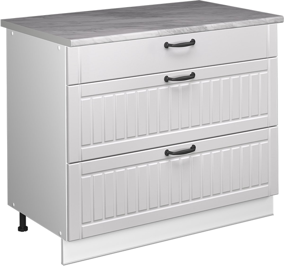 Vicco Keukenonderkast Fame-Line, Wit Landhuis/Wit, 100 cm, WB Marmer