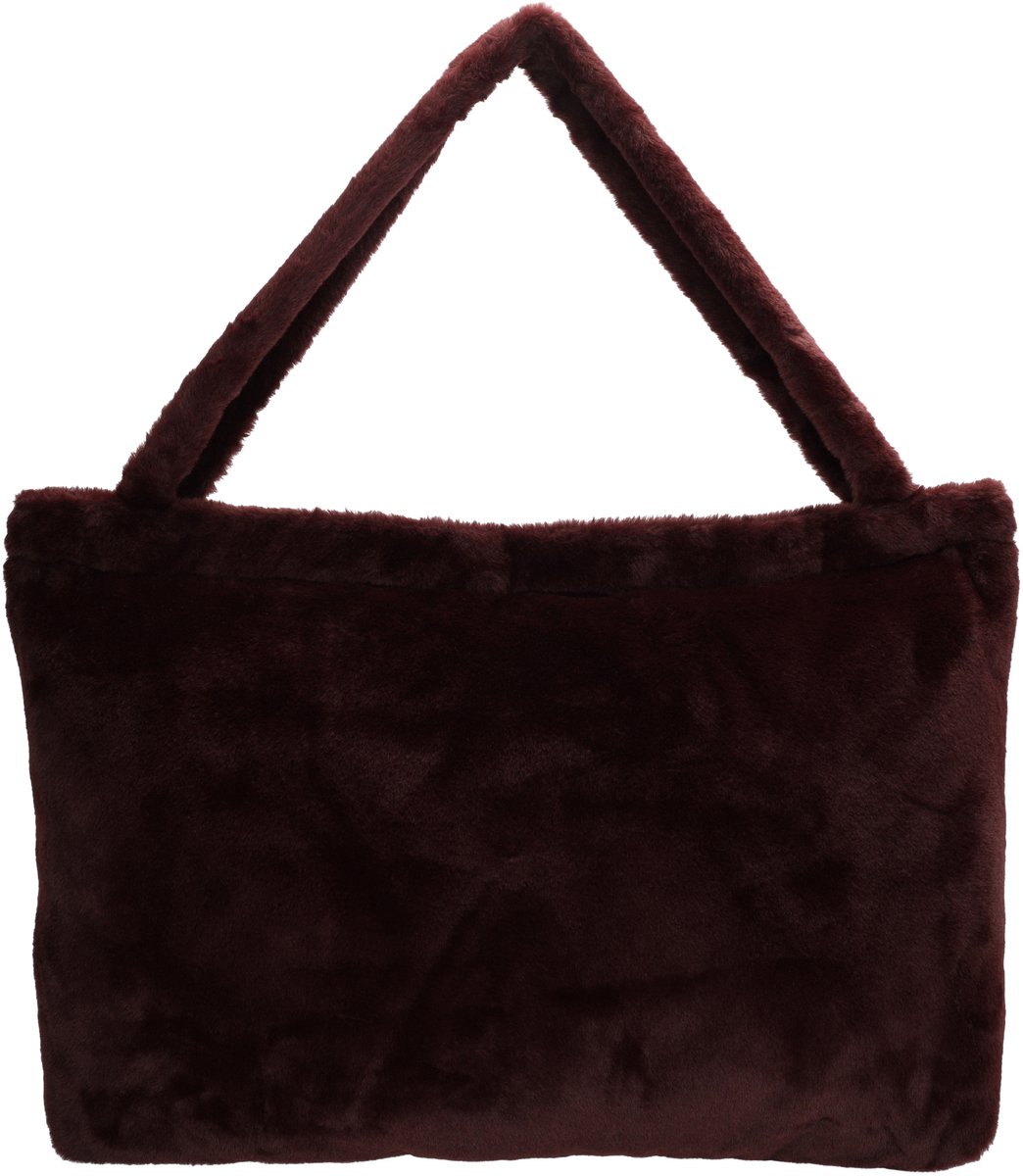 Beagles Barakaldo Shopper - Grote Tas - Bontlook - Schoudertas - Ruime Shopper - Dames Tas - Faux Fur - Tote Bag - Dames Tas - Bordeaux rood