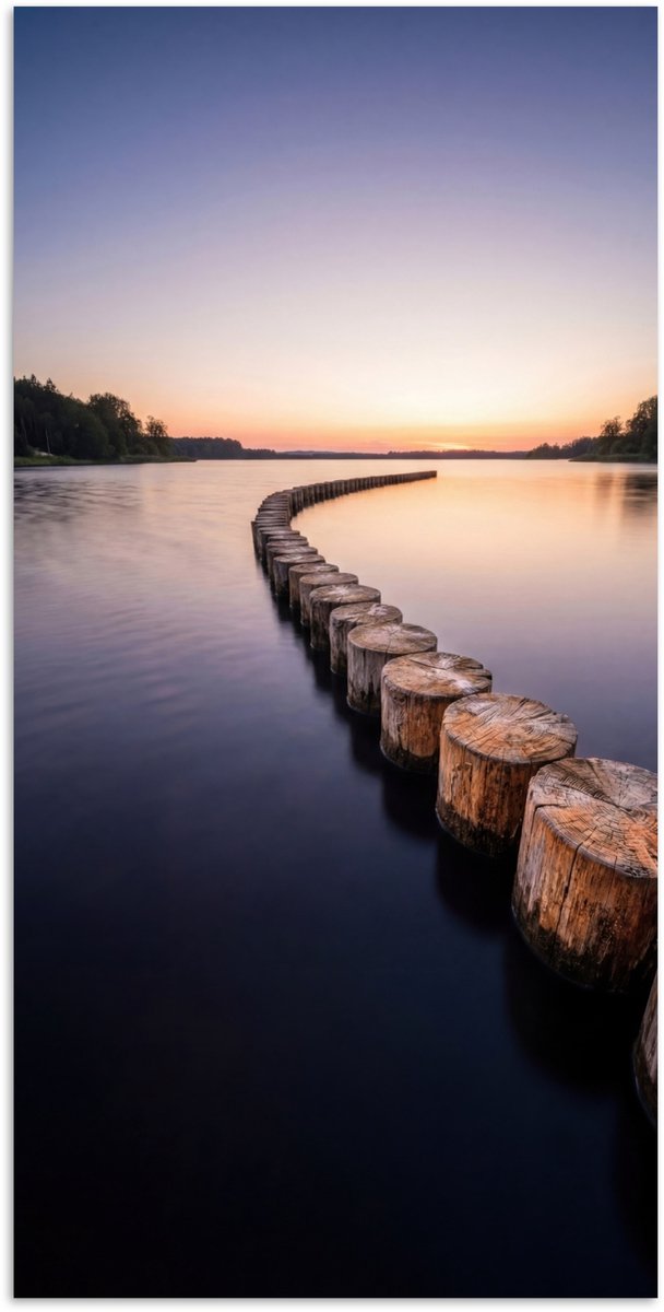 Poster 80x160 cm - Hout - Palen - Water - Posters - Kamer decoratie - Wanddecoratie woonka