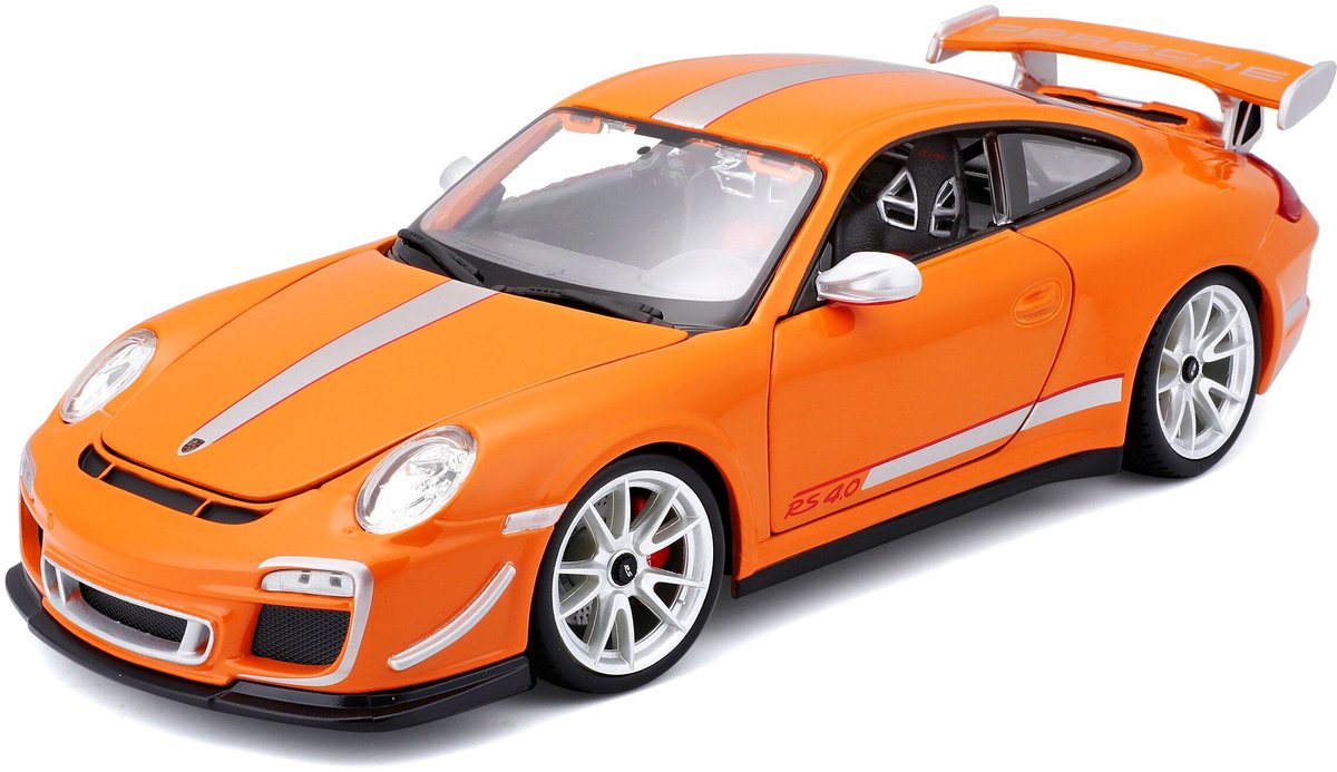 Bburago Porsche 911 - Modelauto - Schaal 1:18 - Oranje/Zilver