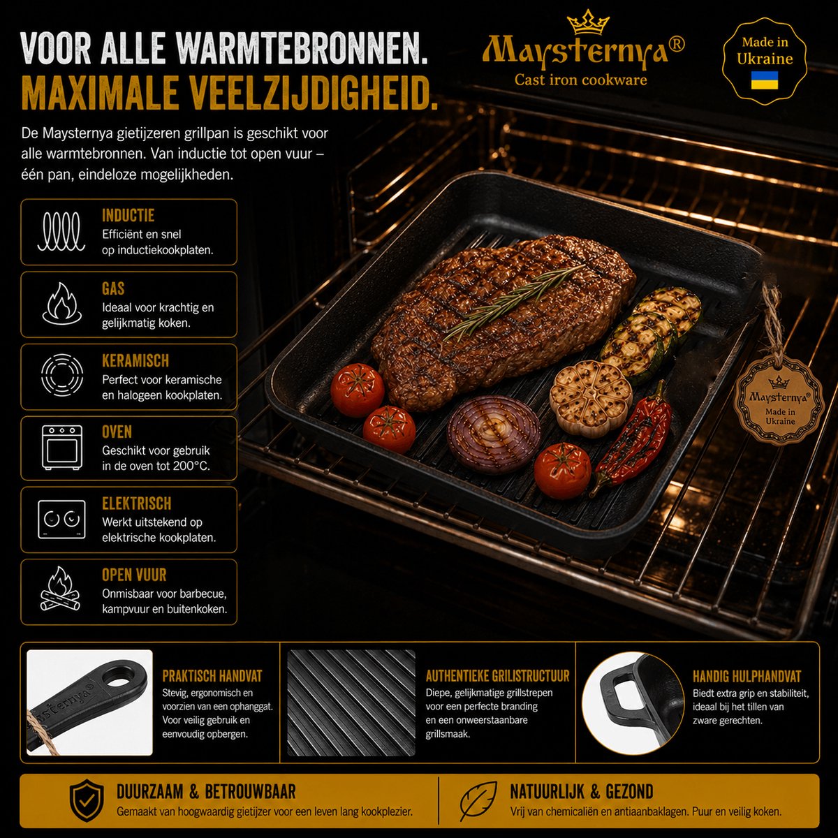 MAYSTERNYA MAYSTERNYA Grillpan Gietijzer - afbeelding 2