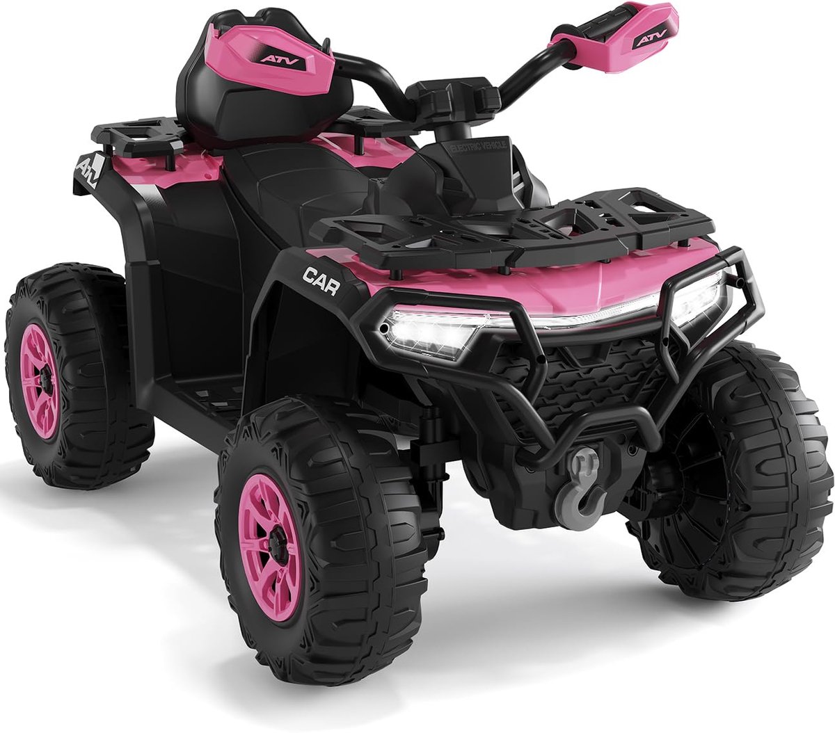 Danky Quad - Elektrisch Kinderquad 12V - Donkerroze - Afstandsbediening - 2 Motoren & Vering - LED & Bluetooth - 95x56x55 cm
