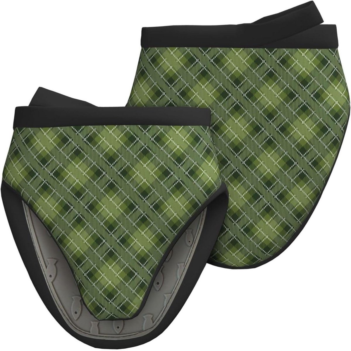 Mini Ovenwanten - Hittebestendige Pannenlap - Koken en Bakken - Antislip Siliconen - 2 stuks - Groen Geruit