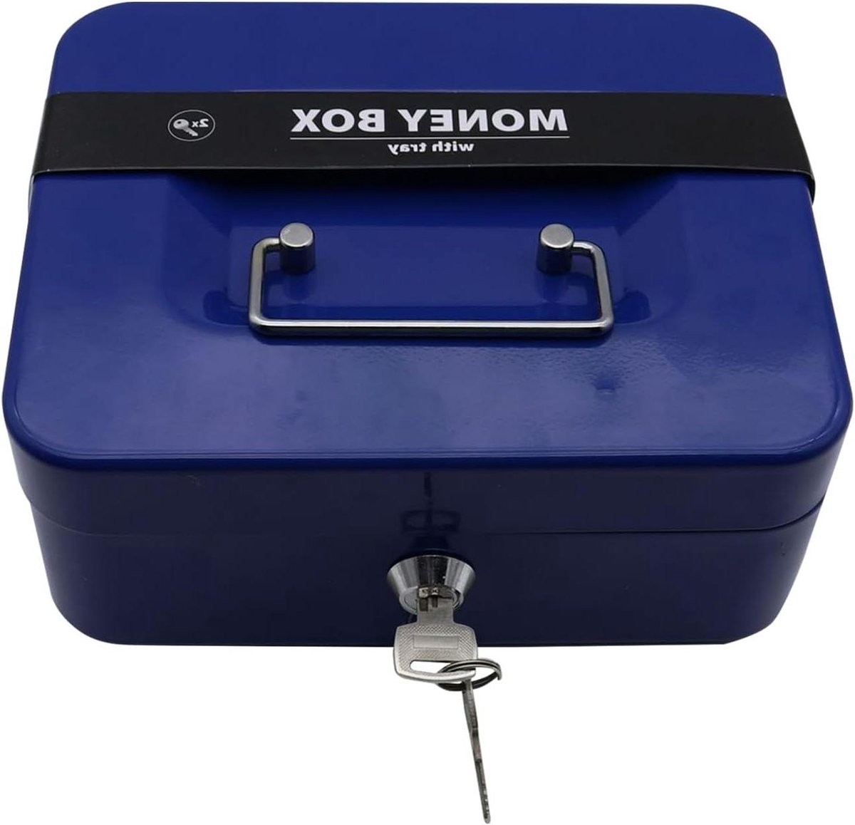 Geldspaarkist - Geldkluisje - Sparen en Beveiligen - Met 2 Sleutels - 11.7L x 9.4B cm - Blauw