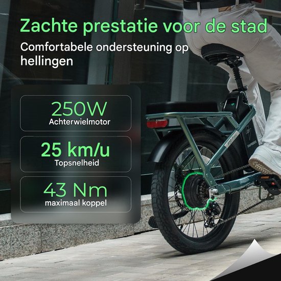 Fafrees Elektrische fiets - Actieradius120km - Verwijderbare batterij 36 V 20Ah - Motor 250W - Shimano 7 versnellingen - Koppelingssensor aan beide zijden - 20 Inch Commuter E-Bike - Dubbele Vering - 20 Inch opvouwbare City Commuter E-Bike - Blauw — afbeelding 5