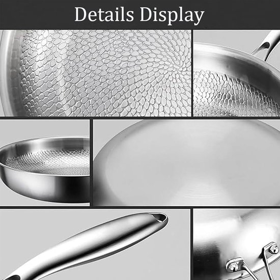 Titanium Koekenpan - Wok Pan - Gezond Koken - Gehamerd Tagine Design - 26 cm - Zilver — afbeelding 2