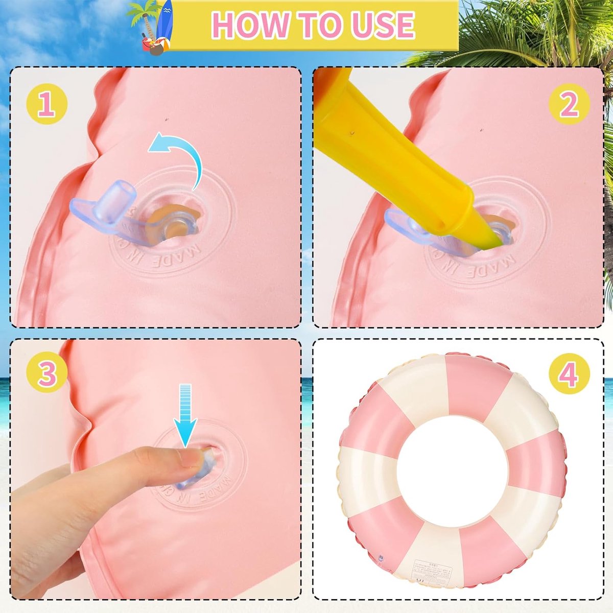 Zwemring 60 cm met Roze-Wit Gestreept Design – Extra Dik en Lekkagebestendig, Geschikt voor Kinderen – foto 5