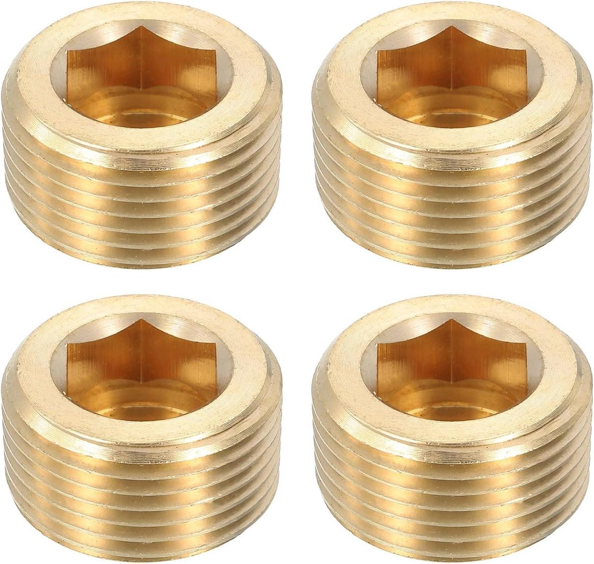 QUARKZMAN 4 stuks buisstop van messing, 3/4 inch PT zeskant mannelijke stop, binnenschroefdraad slangstop voor het sluiten van het uiteinde van de slang, luchttanks