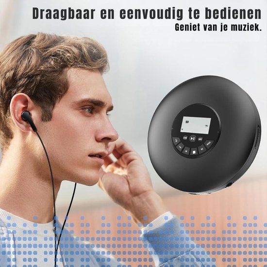 KAD® CD Speler - Draagbare CD Speler - Portable CD Speler - Zwart - 21cm x 17cm x 4cm van kad — afbeelding 5