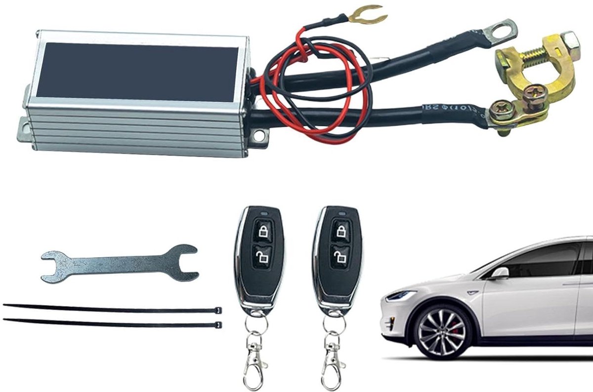 Accuschakelaar Auto - Stroomonderbreker Draagbaar - Veiligheidsonderhoud Voertuig - Gereedschapsloze Ontkoppeling - 12 Volt - Zilver
