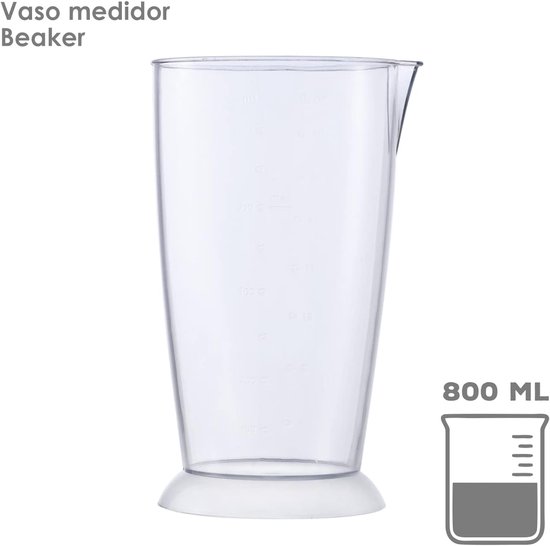 Handmixer - Keukenmixer - Eten Bereiden - Variabele Snelheid - 800 ml Cup - Wit Staal — afbeelding 2