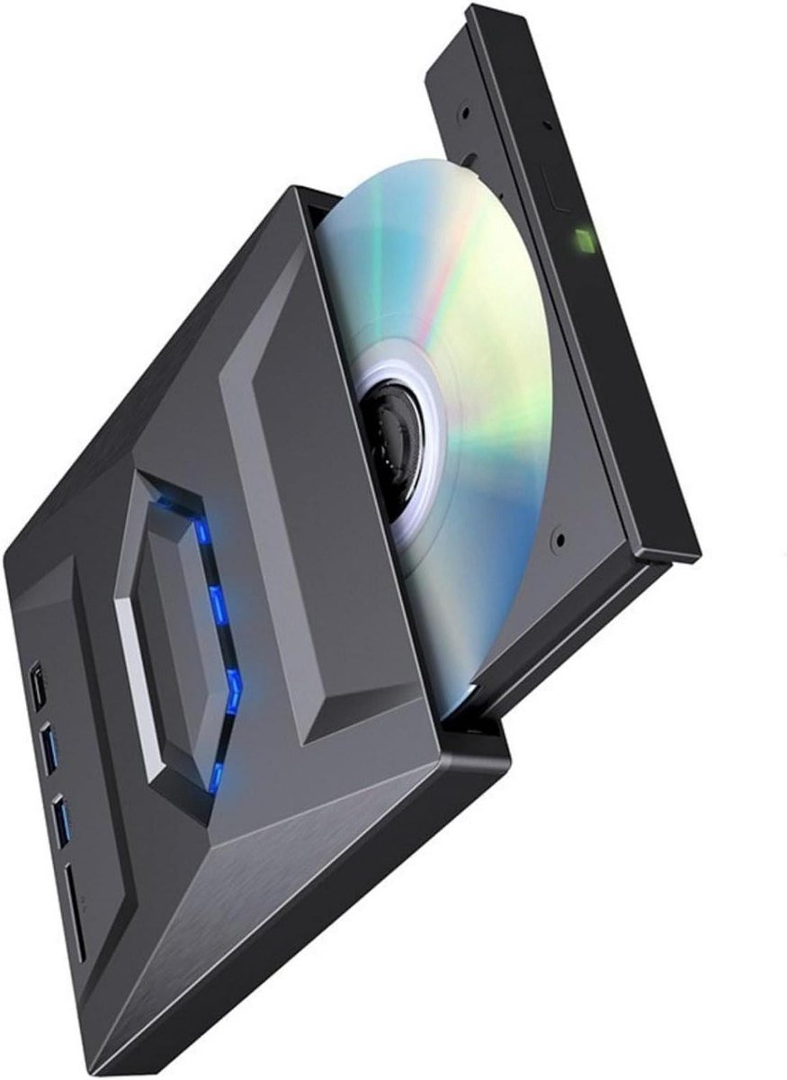 Externe DVD Brander - Optische Drive - Data Back-up - USB-C Connectiviteit - 155x143x23mm - Zwart