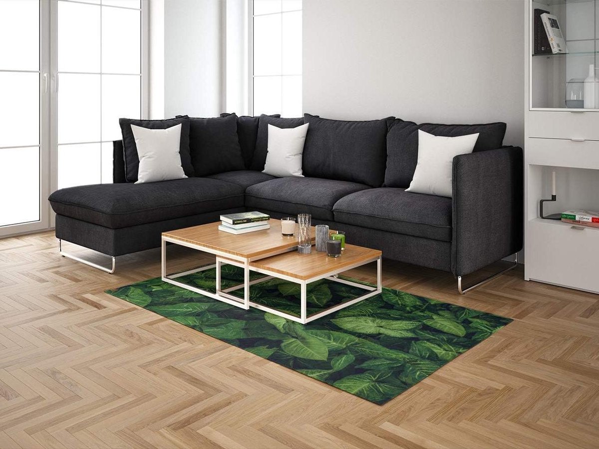 Vloerkleed PVC - Vinyl vloerbedekking - Thuisdecoratie - Bladmotief ontwerp - 95 x 133 cm