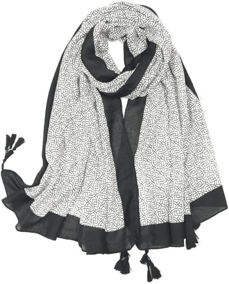 Sjaal Katoen Linnen - Dames Heren - Stijlvolle Accessoire - Zachte Lichtgewicht Stof - 180x85cm - Geometrisch