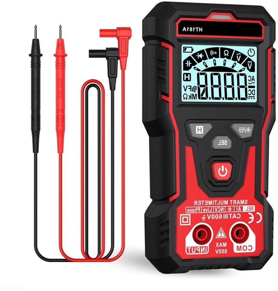 HT161A Smart Digitale Multer 4000 Telt Auto Variërend Met NCV Detectie True RMS LED Backlight Voor Elektrische Testen CAT II Rood Zwart