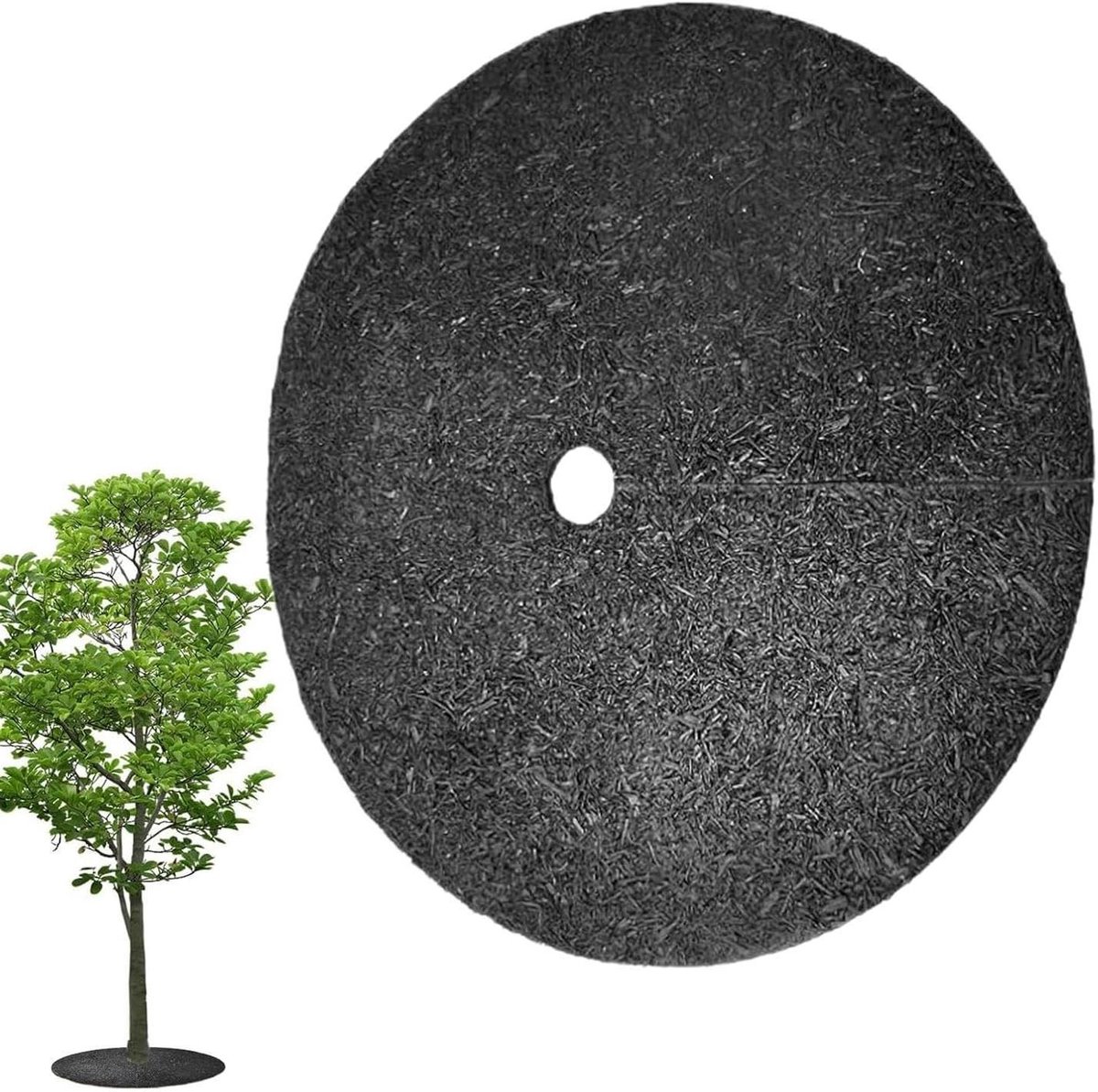 Wortelbeschermingsmat - Vliesdoek Afdekking - Onkruidbestrijding Tuin - Vochtregulerend Materiaal - 72 cm Diameter - Zwart