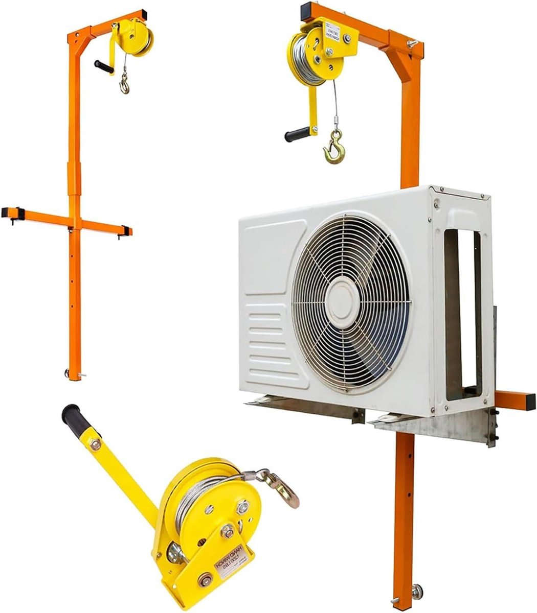 Airco Liftgereedschap - Hefbeugel Lier - Airco Installatie - Stabiele Driehoekige Structuur - 150 kg Draagvermogen - Zilver