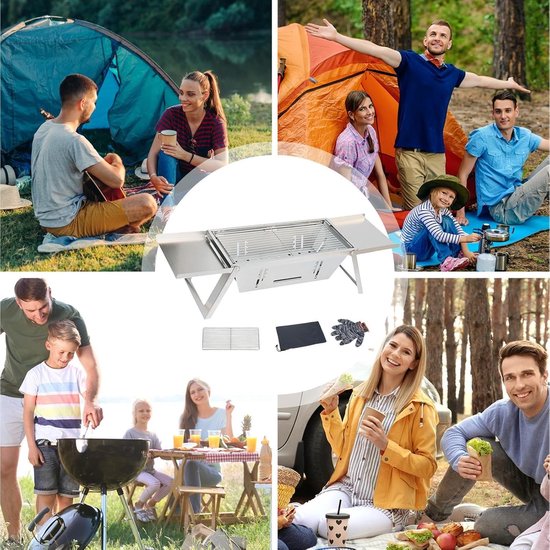 Outdoor Grilloven - Camping Grill - Buiten Koken - Inklapbaar Ontwerp - 35x230x35mm - Zilver — afbeelding 3