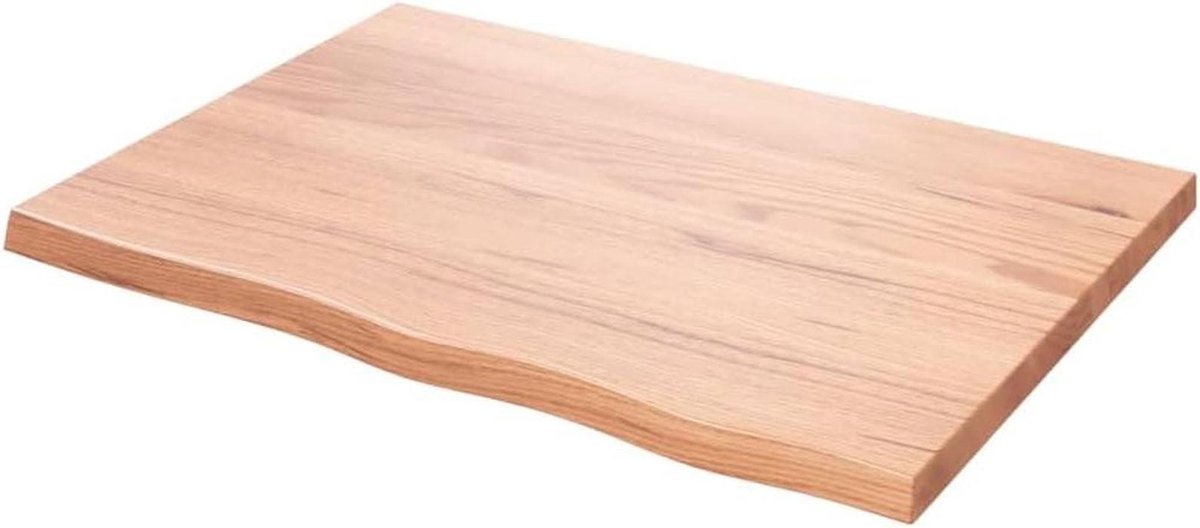 Tafelblad Massief Eikenhout - Vervangend Blad - Tafel Opfrissen - Handgemaakt Natuurlijke Rand - 80 x 60 cm - Lichtbruin