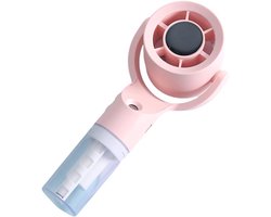 VHV-Draagbare Handventilator met Watervernevelaar – Stille Nevelventilator met USB Oplaadfunctie – Spray Ventilator met 3 Snelheden voor Festival, Strand en Reizen – Mini Ventilator – Roze