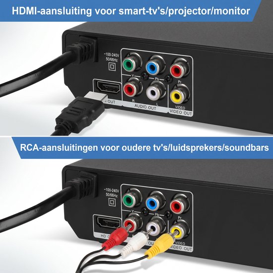 SHANNA DVD Speler met HDMI & AV Uitgang - Full HD Upscaling - 1080p - Regiovrij - Met Onderbroken Afspeelgeheugen - Inclusief Afstandsbediening - DVD en CD Speler - USB Ondersteuning — afbeelding 3
