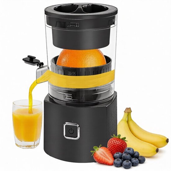 TEKROA® Elektrische Citruspers - Sinaasappelpers Elektrisch - Juicers & Citruspersen - met Instelbaar Pulpfilter – Voor Citroen en Sinaasappel – 80 W - zwart van TEKROA — afbeelding 4