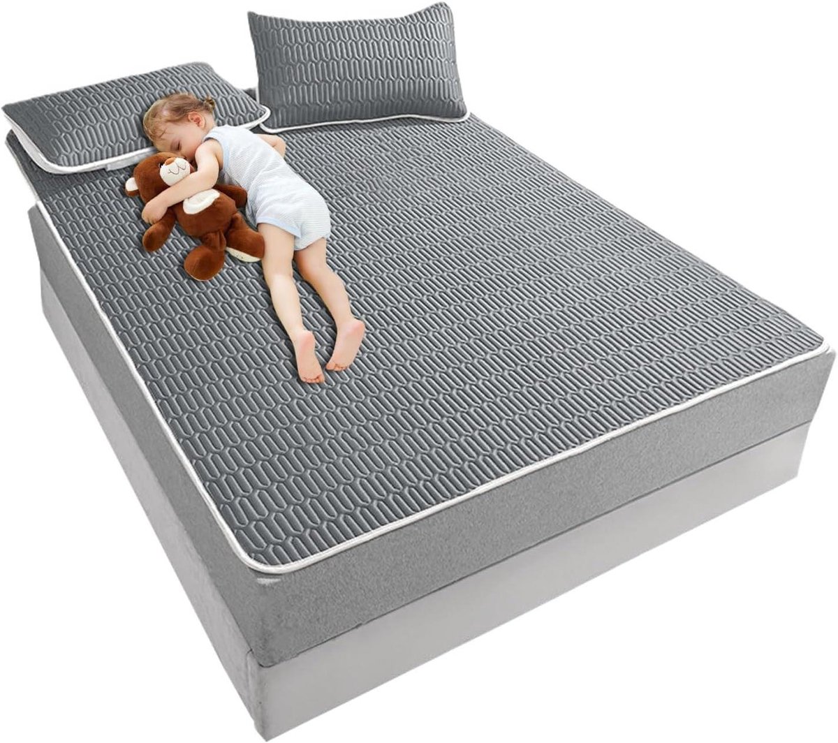 Zomer Koele Bedmat - Slaapmat Koelkussen - Verkoeling Tijdens Slapen - Dubbellaags Ademend - 180x200 cm - Grijs