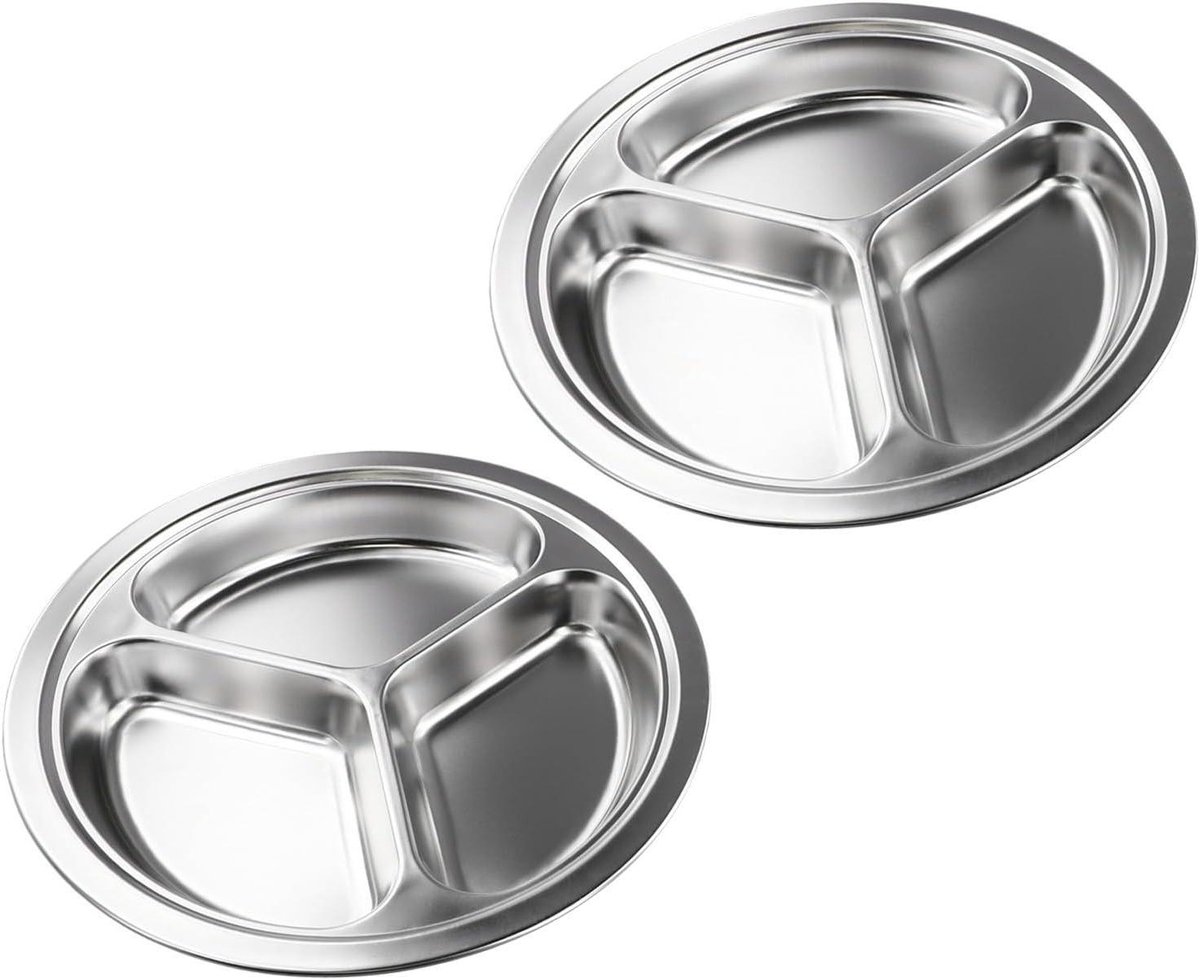 Ronde Platen - Metalen Borden - Kamperen Buiten - Gladde Randen - 24 cm - Zilver