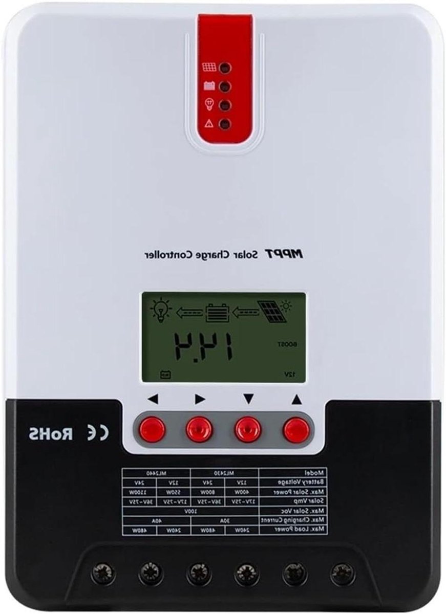 Zonne-laadregelaar, ML2430/ML2440 30A/40A 12V24V Auto MPPT Solar LAADREGELAAR For Batterijen PV Regulator Oplader Max 100VDC(Only controller 30A)