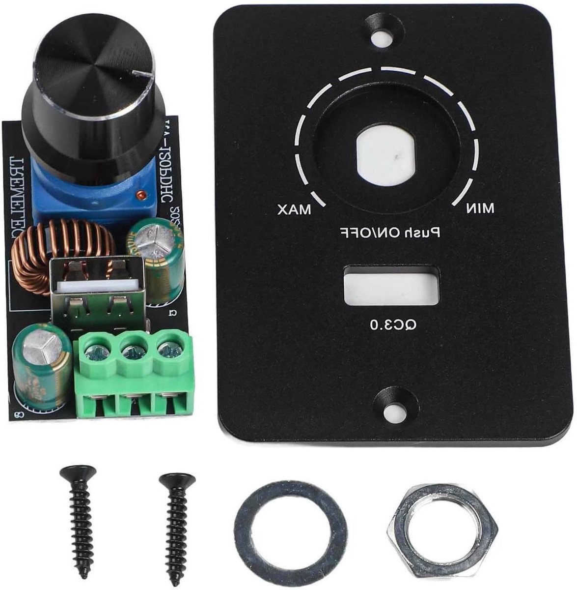 LED Dimmer Schakelaar - PWM Controller - Verlichting Aanpassen - QC3.0 USB Poort - 12-24V - Zwart