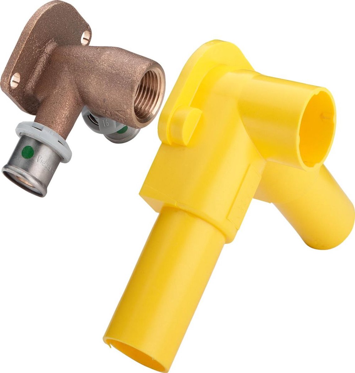 Viega Sanfix Fosta Sanfix P-dubbele wandplaat, d1 16, Rp 1/2, d2 16 roodkoper, kunststof Model 2125.4, 303648
