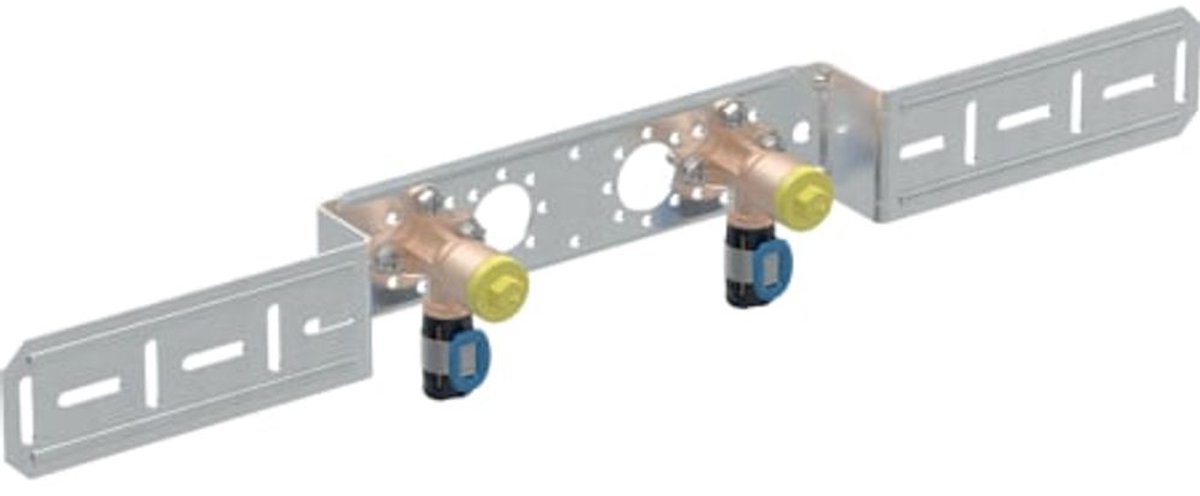 Geberit FlowFit haakse aansluiting 90° voorgemonteerd, dubbel, versprongen, DN 15, 619.661.00.1