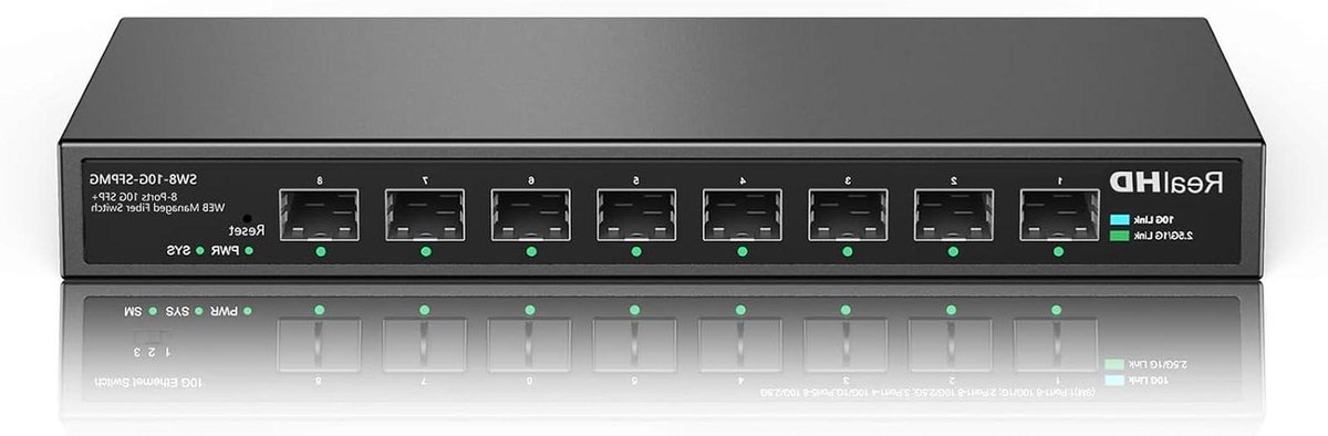 Netwerkswitch - Glasvezelswitch - Netwerkverbindingen - Web Beheerd - 8 Poorten - Zwart