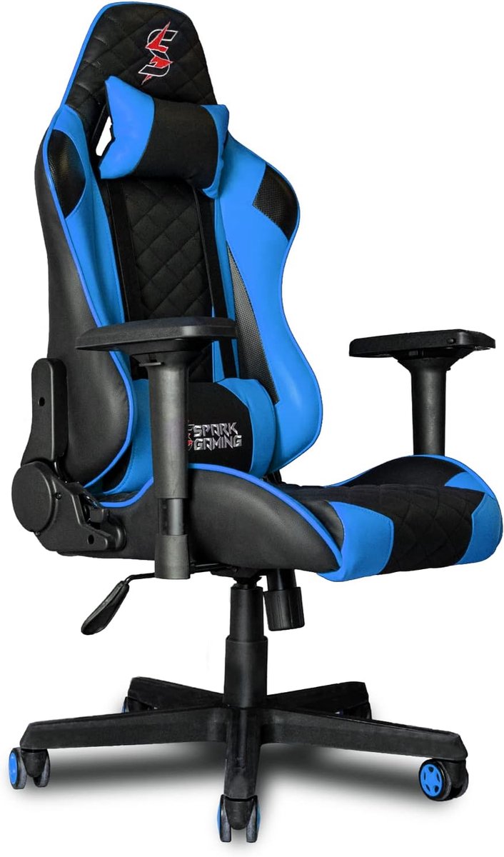 Gaming Stoel - Comfortabele Fauteuil - Langdurig Zitten - Verstelbare Rugleuning - XL Formaat - Blauw Zwart — afbeelding 3