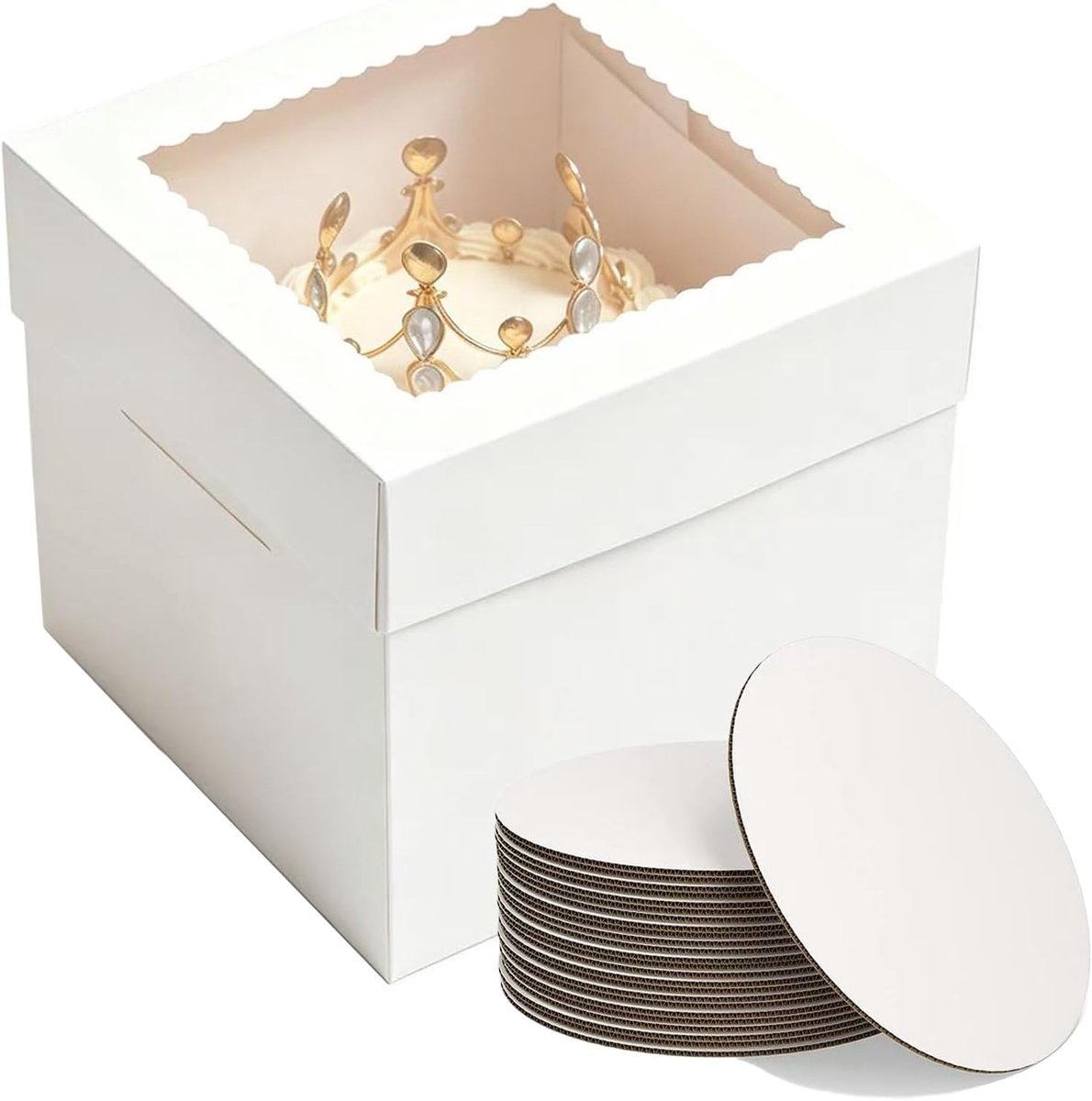 Cupcakedoosje - 25.5 x 25.5 x 25.5cm - Wit - Met Tray en Venster - Gebaksdoos - Perfect Voor Cupcakes, Desserts en Meer - 5 stuks - Cupcakedozen - van Imperatoris