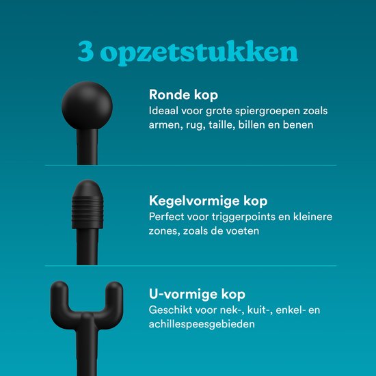 HoMedics PGM200 Draadloze Massage Gun - Lichtgewicht Design - 3 Opzetstukken - 3 Intensiteitsinstellingen - 1 uur Batterijduur - Oplaadbaar - Massageapparaat -Zwart