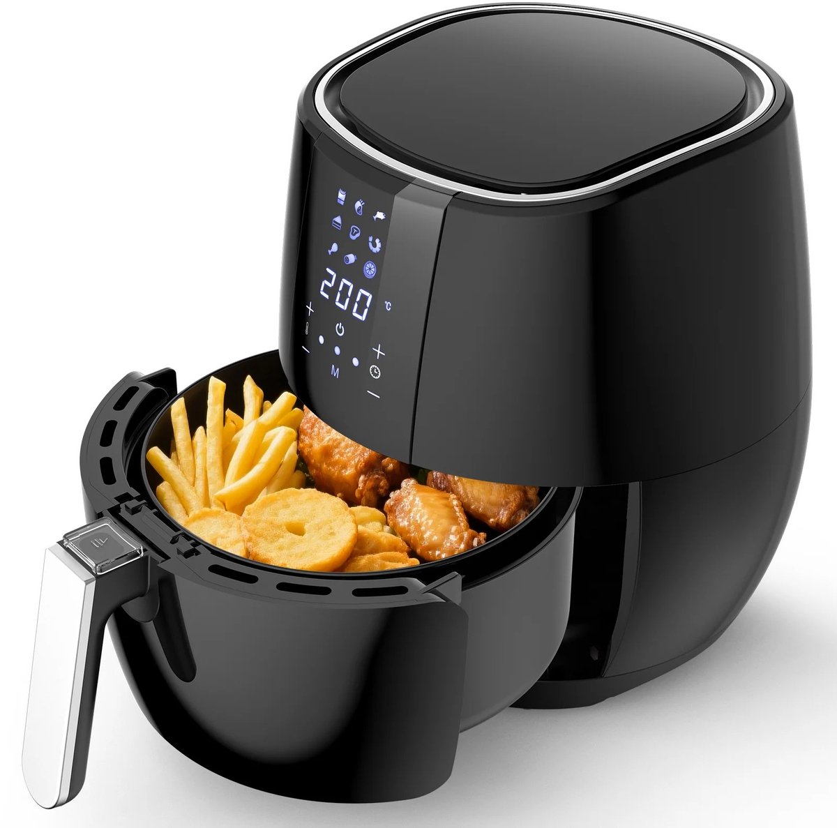 Airfryer 4,5L 7-in-1 – Krokant & Gezonder Bakken - Met 7 Automatische functies - Vaatwasserbestendige Mand