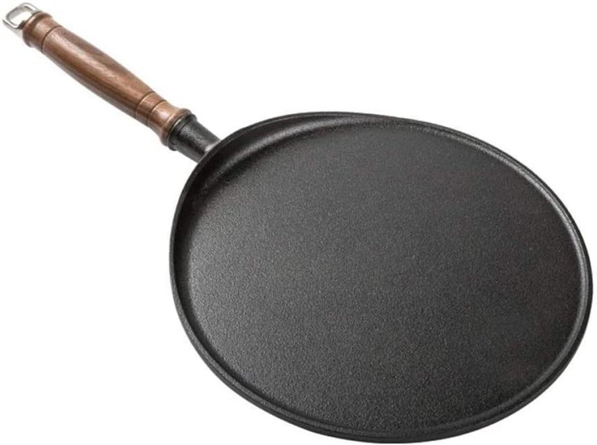 Gietijzeren Koekenpan - Pannenkoekenpan - Lekkere Maaltijden - Behoudt Smaak - 28 cm - Zwart