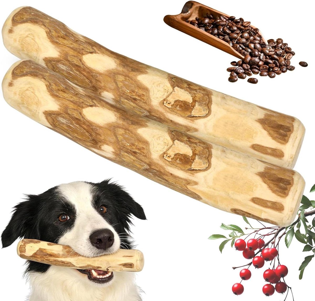 Honden Kauwhout - Natuurlijk Kauwspeelgoed - Tandverzorging Hond - 100% Natuurlijk - 2 Stuks Maat M - Natuurhoutkleur