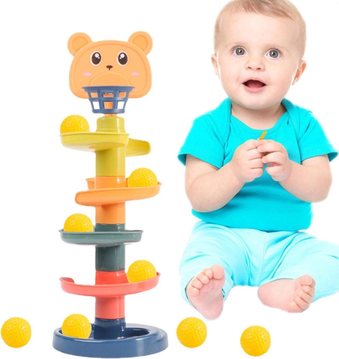 Ballenbaan Speelgoed - Knikkerbaan Toren - Ontwikkelend Spel - Vrolijke Kleuren - Meerdere Lagen - Willekeurig